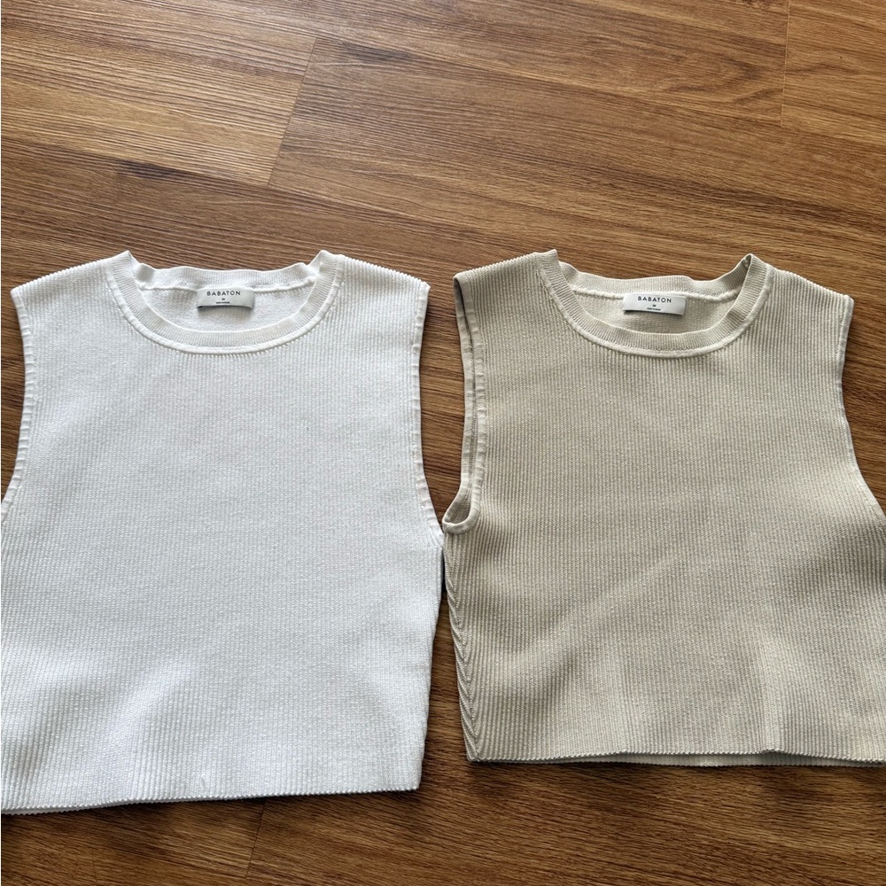 Babaton Women's Sleeveless Tops - White and Tan